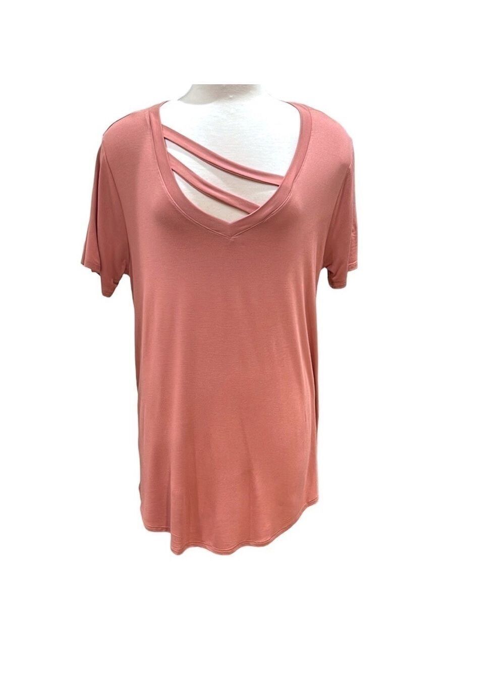 NWOT The Zig Zag Stripe Shirt Sleeve Strappy Vee Neckline Tee Shirt SZ 2X